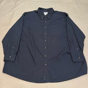 HB Harbor Bay Men 3XL Navy Blue Button Down Long Sleeve Shirt Big Cotton-6193